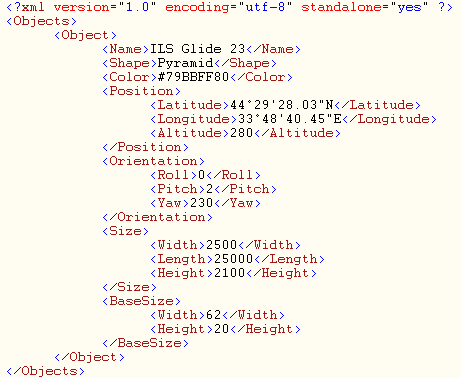 Static objects XML declaration