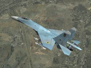 Un Su-27 en opération au dessus du Caucase